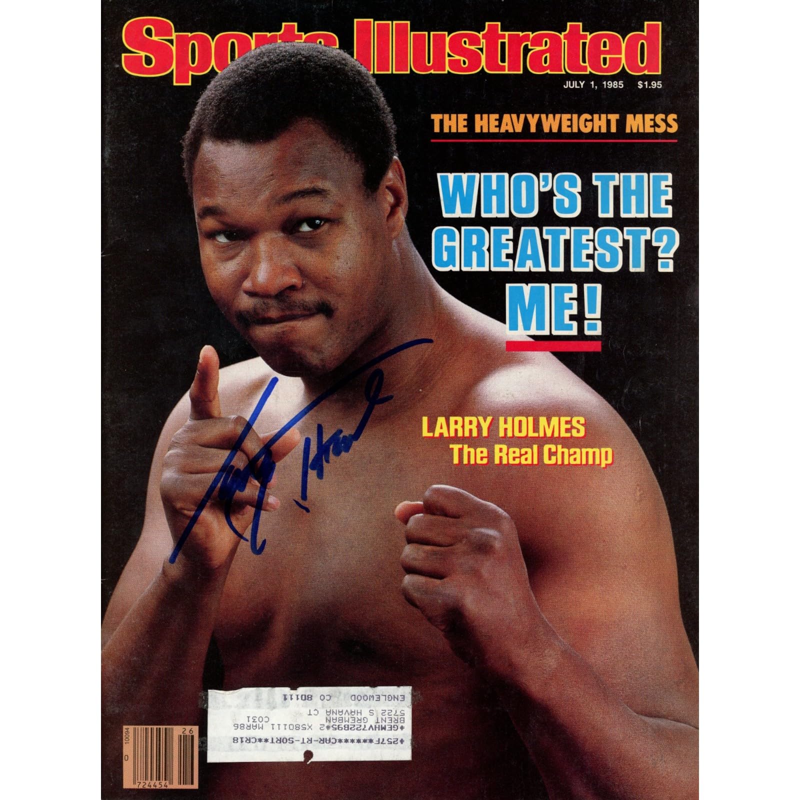 Larry Holmes Autographed/Signed 7/1/85 Magazine Beckett