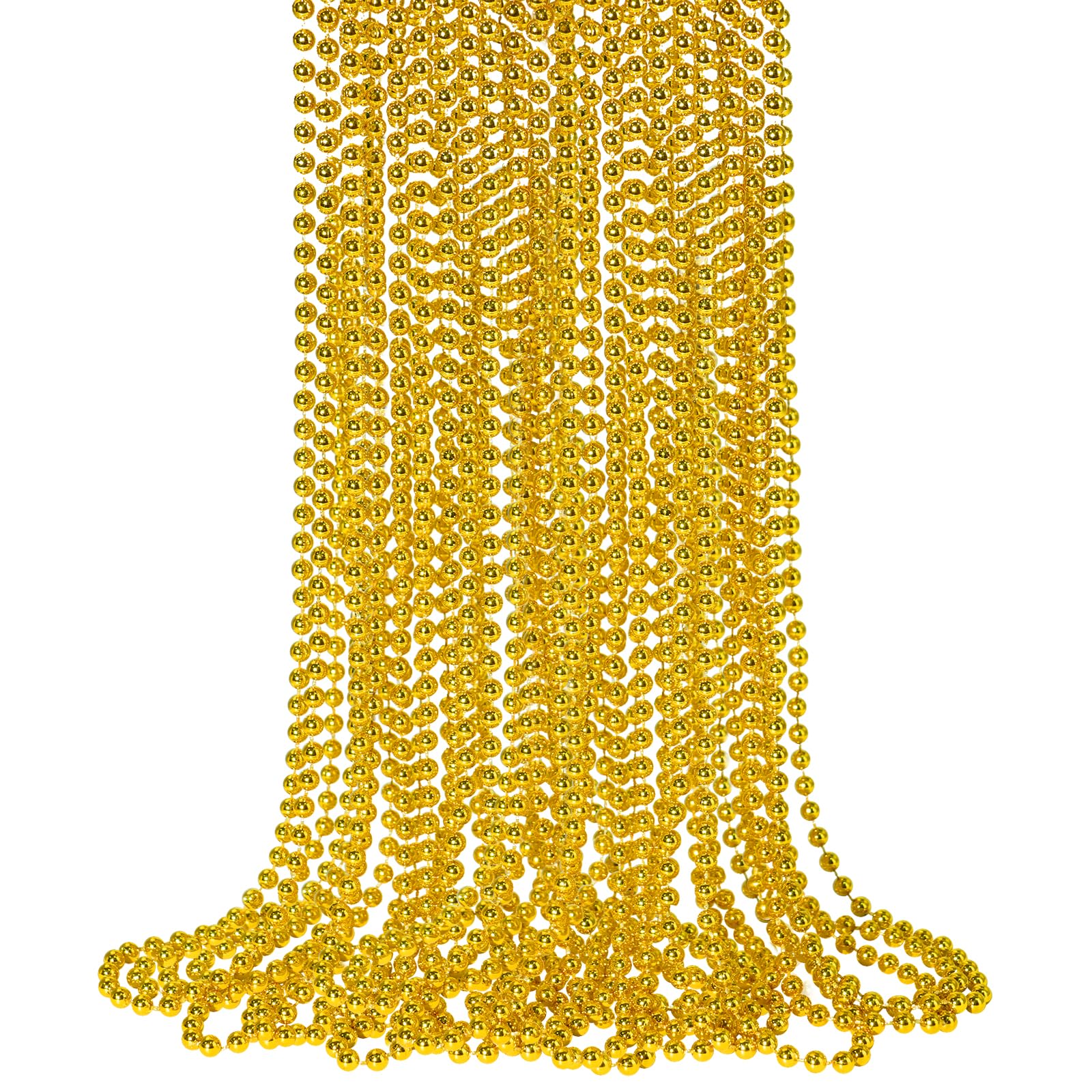 SHAOQINLIN 12 PCS Gold Bead Necklace, Mardi Gras Beads Christmas Necklaces 33" M