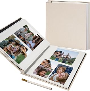 Vienrose Self Adhesive Photo Album, 40 Pages, 11 x 10.6 in, Beige | Scrapbook Album, 20 Sheets, 4x6 5x7 8x10 Photos, Metallic Pen, DIY Memory Book, Travel Photos, Birthday Gift