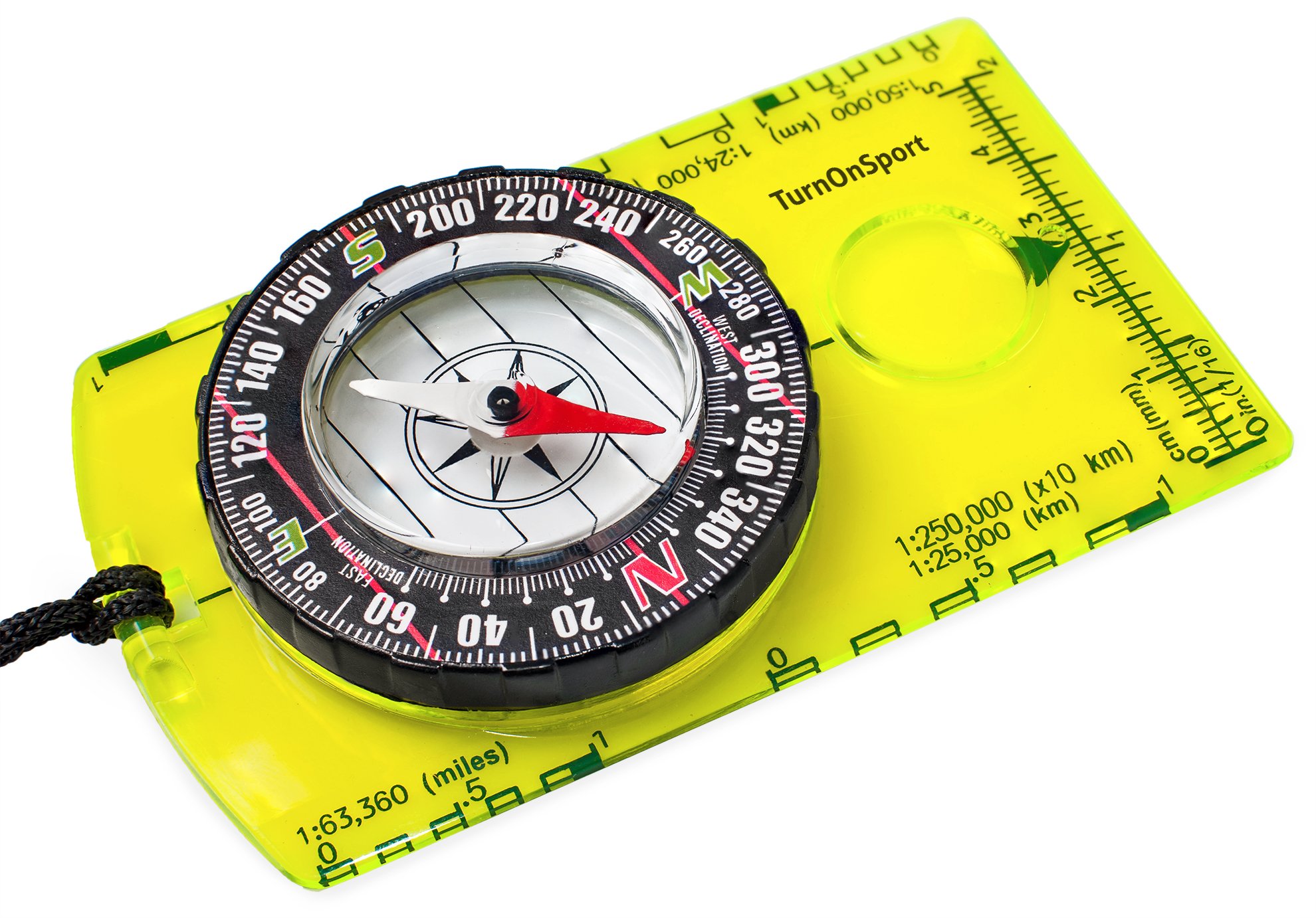 TurnOnSport Orienteering Compass - Advanced Scout Compass for Hiking, Camping, a