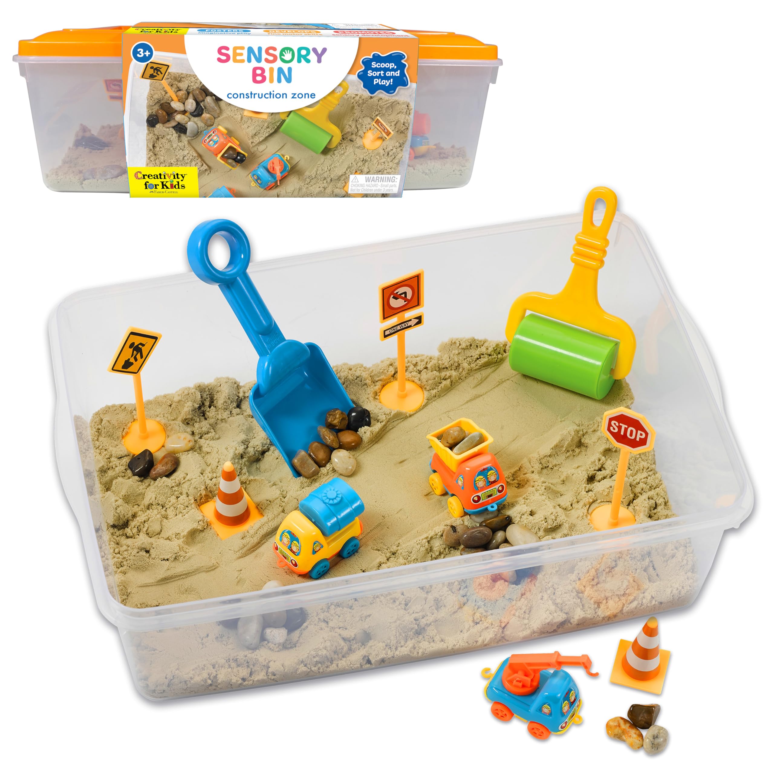 Creativity for Kids Sensory Bin: Construction Zone Playset - Preschool Learning 
