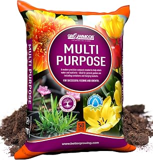 Growmoor Multi-Purpose Compost for Use All Around the Garden – Promotes Healthy Growth, Vibrant Flowers & Strong Roots – 50L