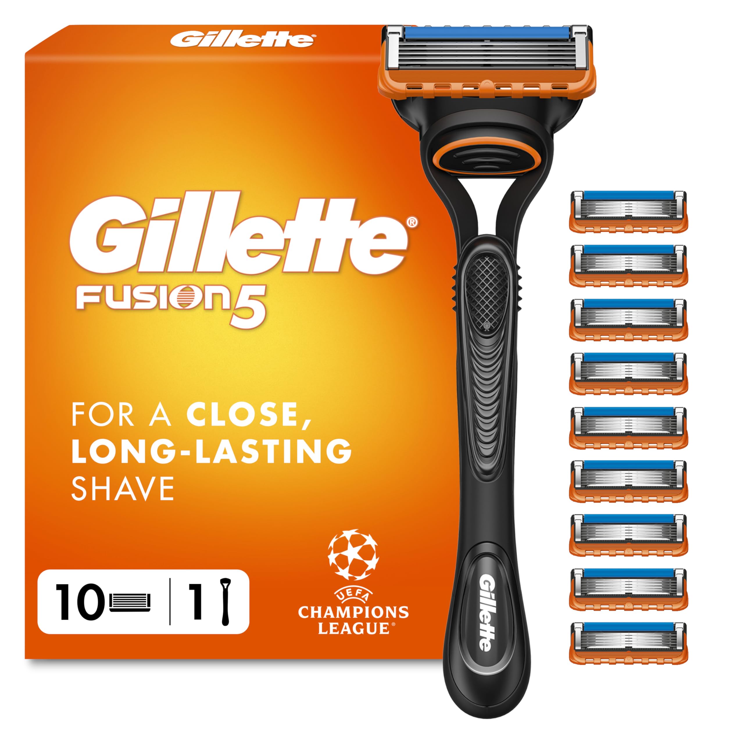 Gillette Fusion5 Razor for Men with Precision Trimmer, 1 Handle, 10 Refills | 5-