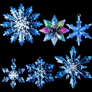 LET'S RESIN Christmas Resin Molds, 6 Varying Sizes Snowflake Silicone Molds | Epoxy Resin Molds, 3D Ice Crystal Resin Ornament Molds, Silicone Molds for Epoxy Resin, Tree & Car Decoration