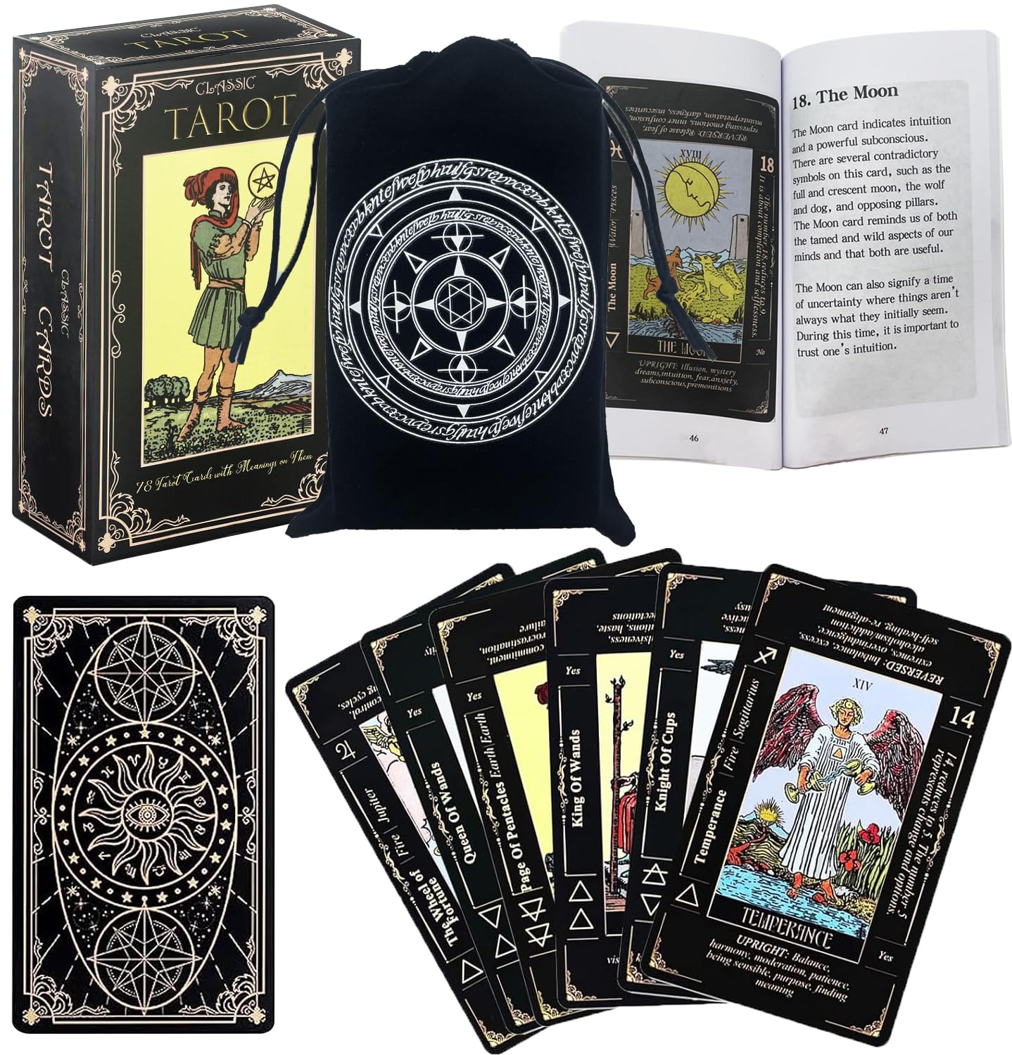 Tarot Cards Deck with Guidebook & Carry Bag - 78 Original Tarot Cards Deck, Smit