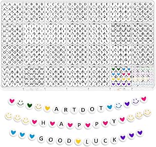 ARTDOT 1400 PCS Letter Beads for Jewelry Making Kit, 28 Styles Alphabet Beads for Friendship Bracelets Assorted Preppy Beads with Storage Case, Black White Box Packed