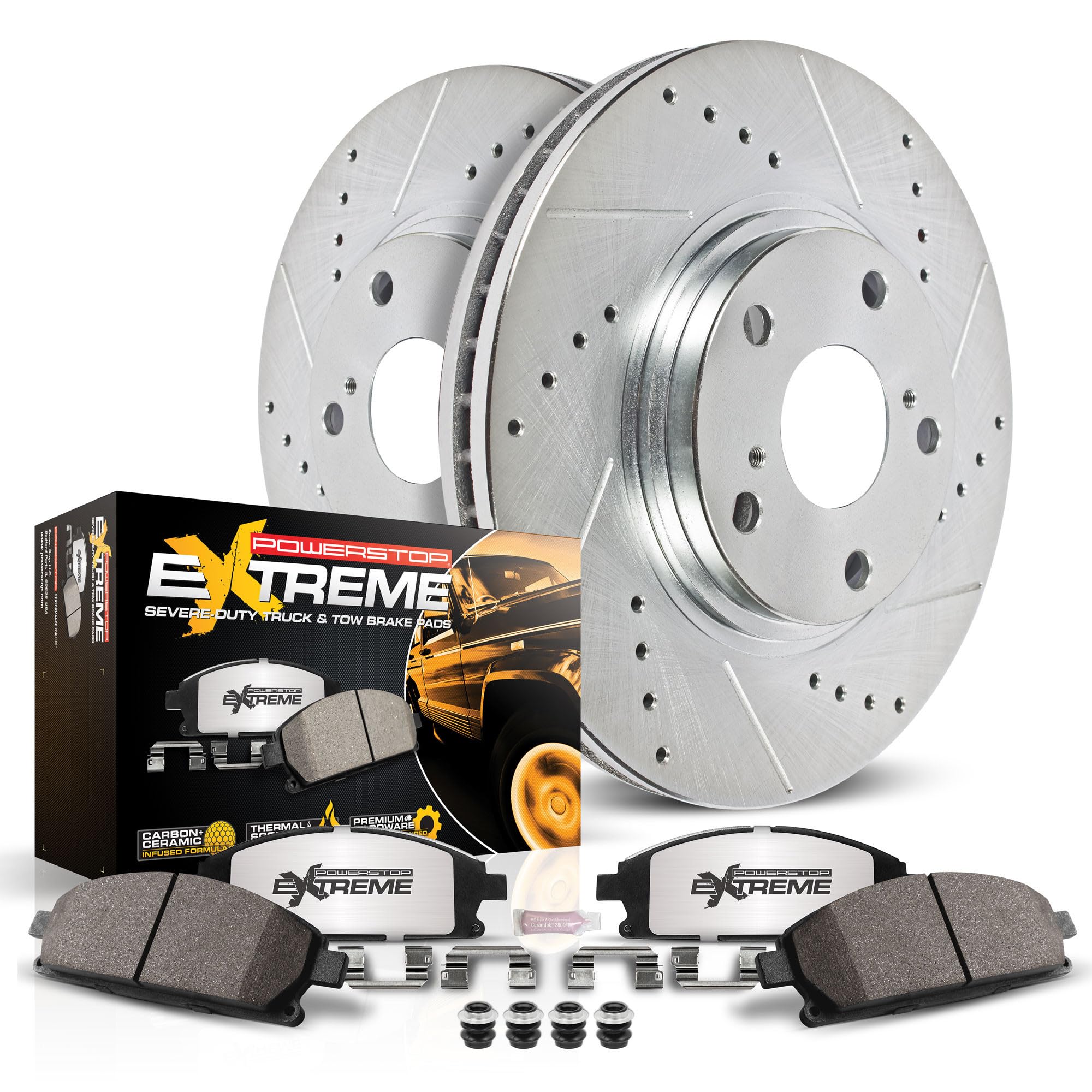 PowerStop Z36 Truck &amp; Tow Brake Pad &amp; Rotor Kit Rear K3073-36 | Toyota T