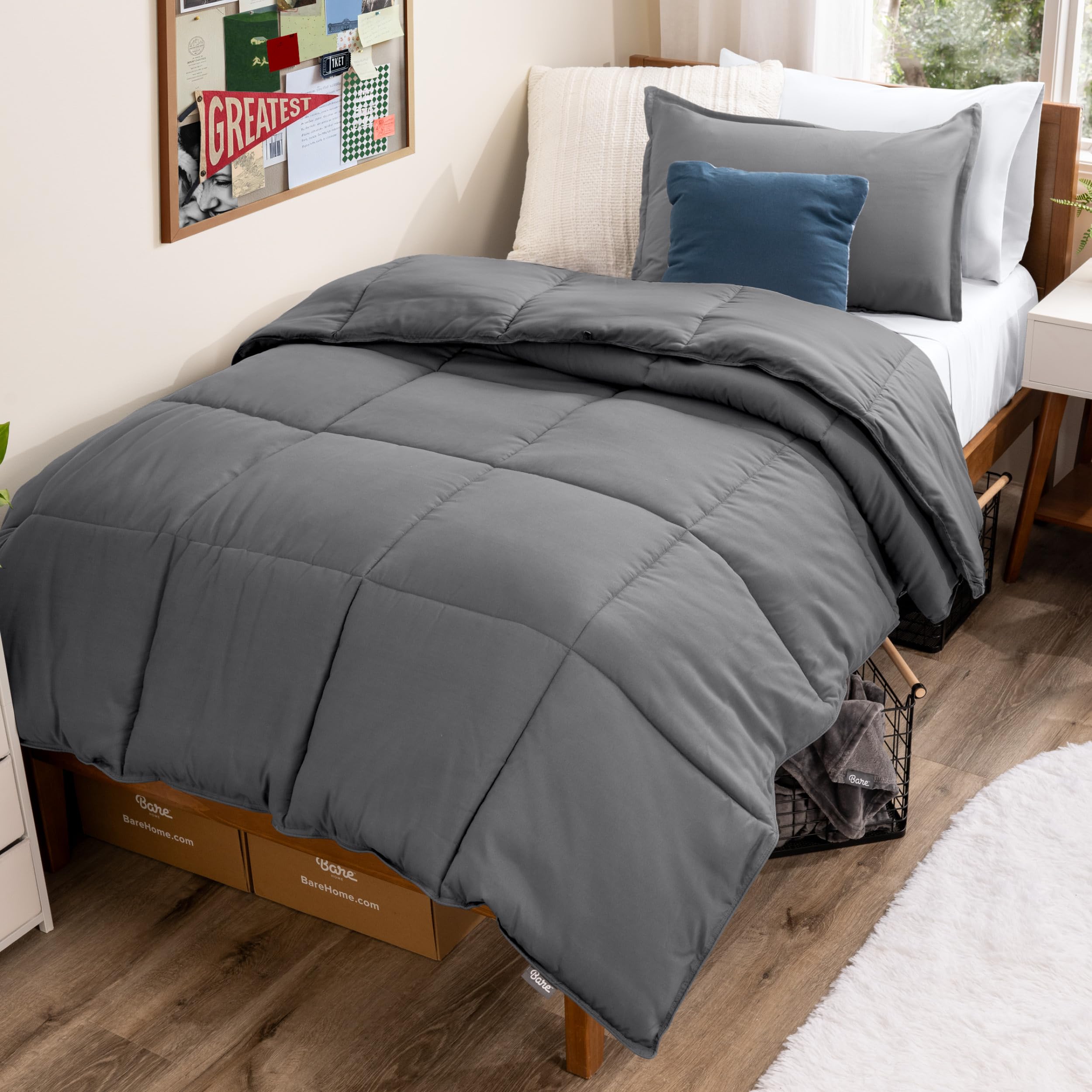 Bare Home Comforter Set - 1800 Ultra Soft (Twin/Twin XL, Grey) | All-Season, Bre