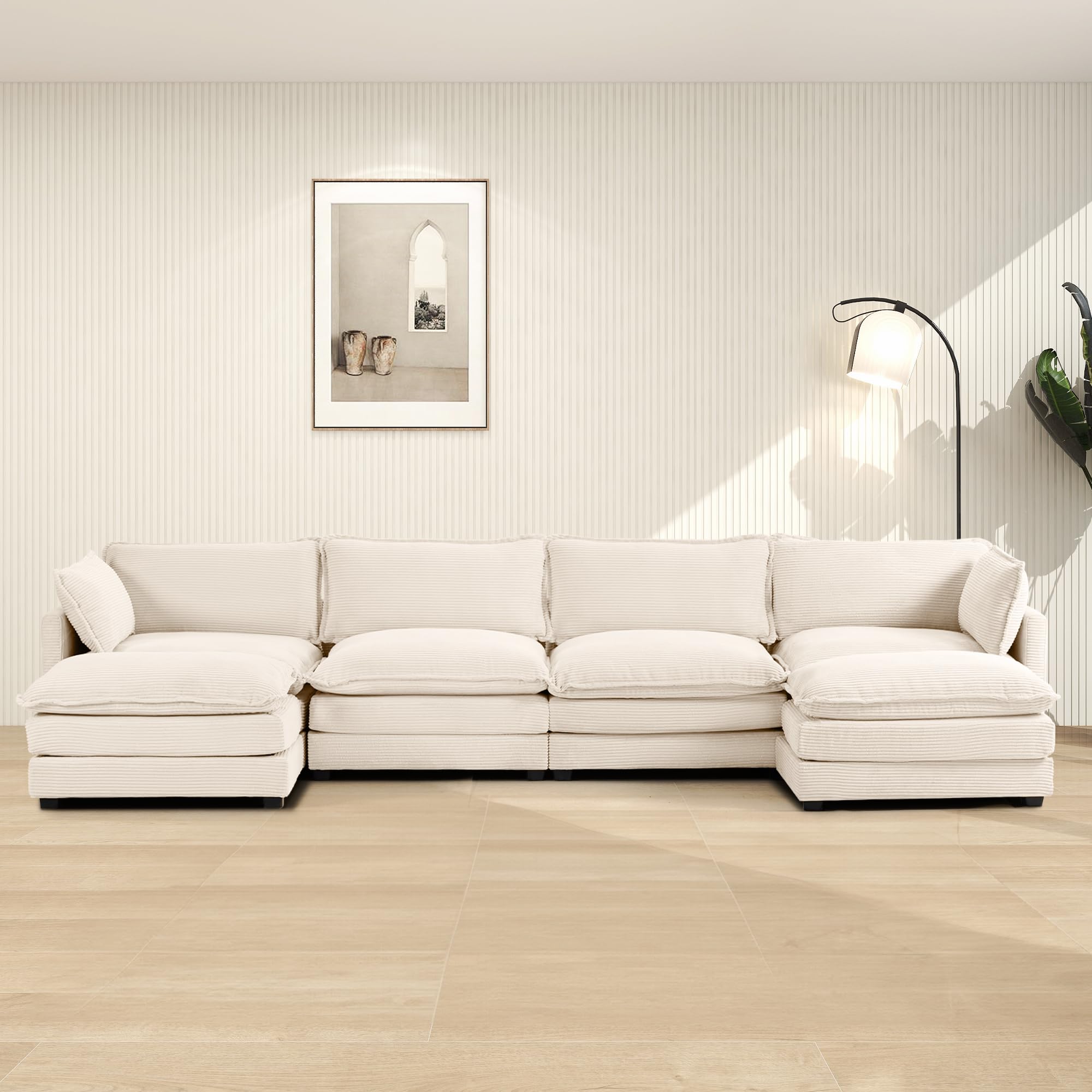 ROWHY 148'' Modular Sectional Cloud Couch with 2 Movable Ottomans, Oversized 6 S