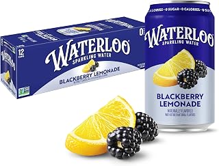 Waterloo Sparkling Water, Blackberry Lemonade, 12 Fl Oz Cans (Pack of 12) | Naturally Flavored, Zero Calories and Zero Sugar or Sweeteners