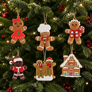 6 x Christmas Gingerbread Man Home Hanging Decorations Party Decorations Tree Hanging