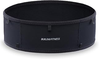 Build & Fitness LiteBelt Running Belt – 4 Quick Top-Access Pockets –Flip Waist Pack, Running Phone Holder – Fits All Size Phones, Keys, Cards, Earpods, GUs – for Men and Women (Black, S)