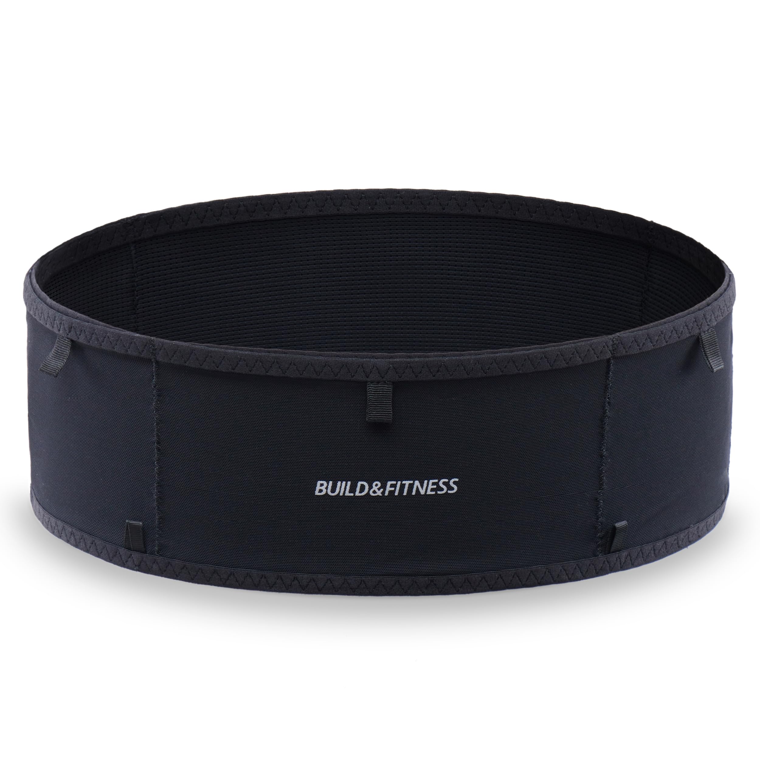 Build & Fitness LiteBelt Running Belt – 4 Quick Top-Access Pockets –Flip Waist P