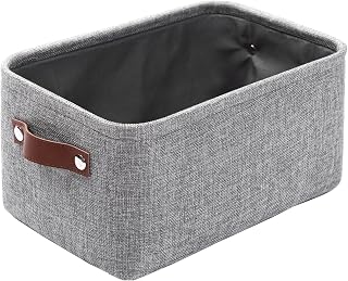 Mangata Fabric Storage Boxes, Thickened Canvas Storage Baskets with Handle for Shelves, Clothes Toys(S, Grey, without Drawstring,1 Pcs)