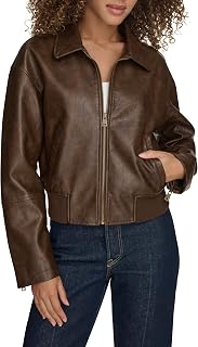 Levi's Women's Faux Leather Laydown Collar Bomber Jacket