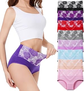 YOULEHE Women's High Waist Knickers Ladies Cotton Briefs Underwear Full Coverage Soft Breathable Panties Multipack