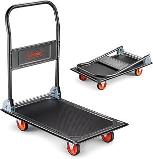 VonHaus Folding Platform Trolley 150kg Capacity - Multi-Functional Heavy Duty Platform Truck on Wheels for Easy Transportation/Heavy Lifting