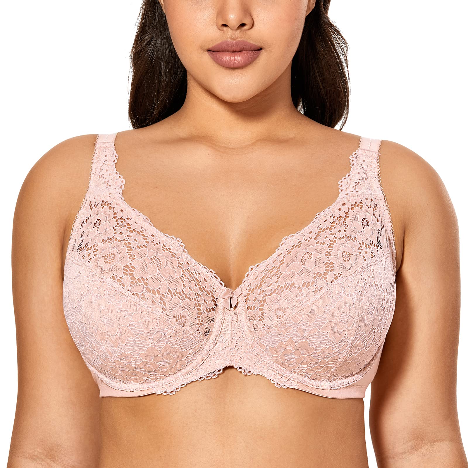 DELIMIRA Women's Plus Size Lace Bra