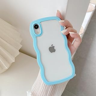 QLTYPRI Cute Wavy Case for iPhone XR Clear Phone Case, Sierra Blue