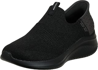 Skechers Women's Hands Free Slip-in Ultra Flex 3.0 Smooth Step Sneaker, Black Knit Jersey Trim, 24.5, Black knit jersey trim