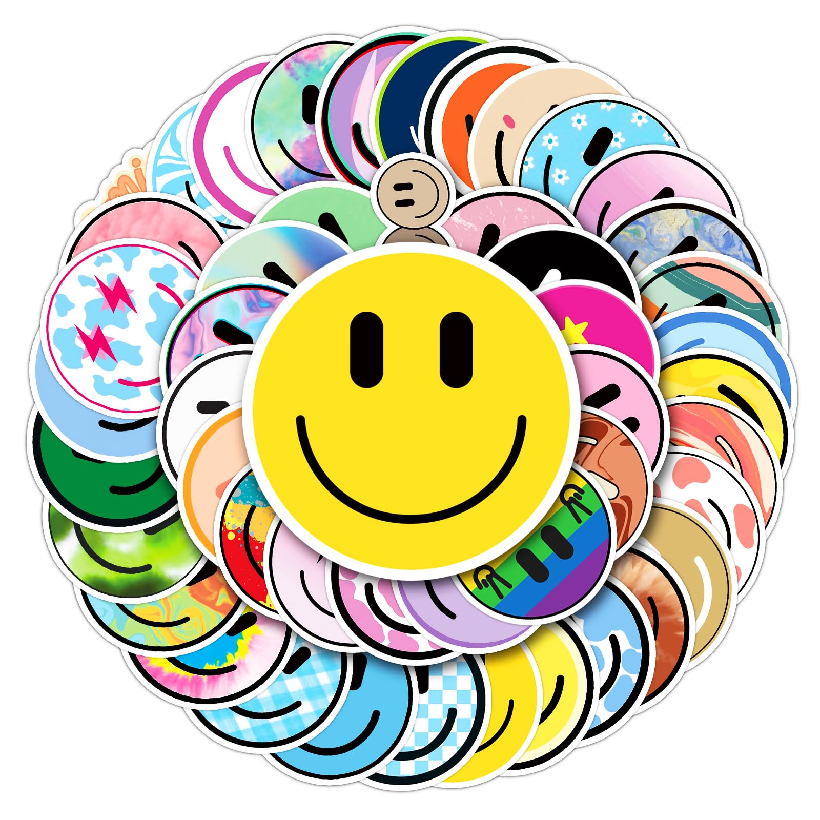 Wercokt 50PCS Smile Face Stickers Cute Water Bottle Stickers for Kids | Waterpro