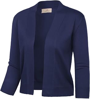 GRACE KARIN Womens 3/4 Sleeve Knit Cropped Cardigan Sweaters Lightweight Open Front Bolero Shrugs Sweater for Dress