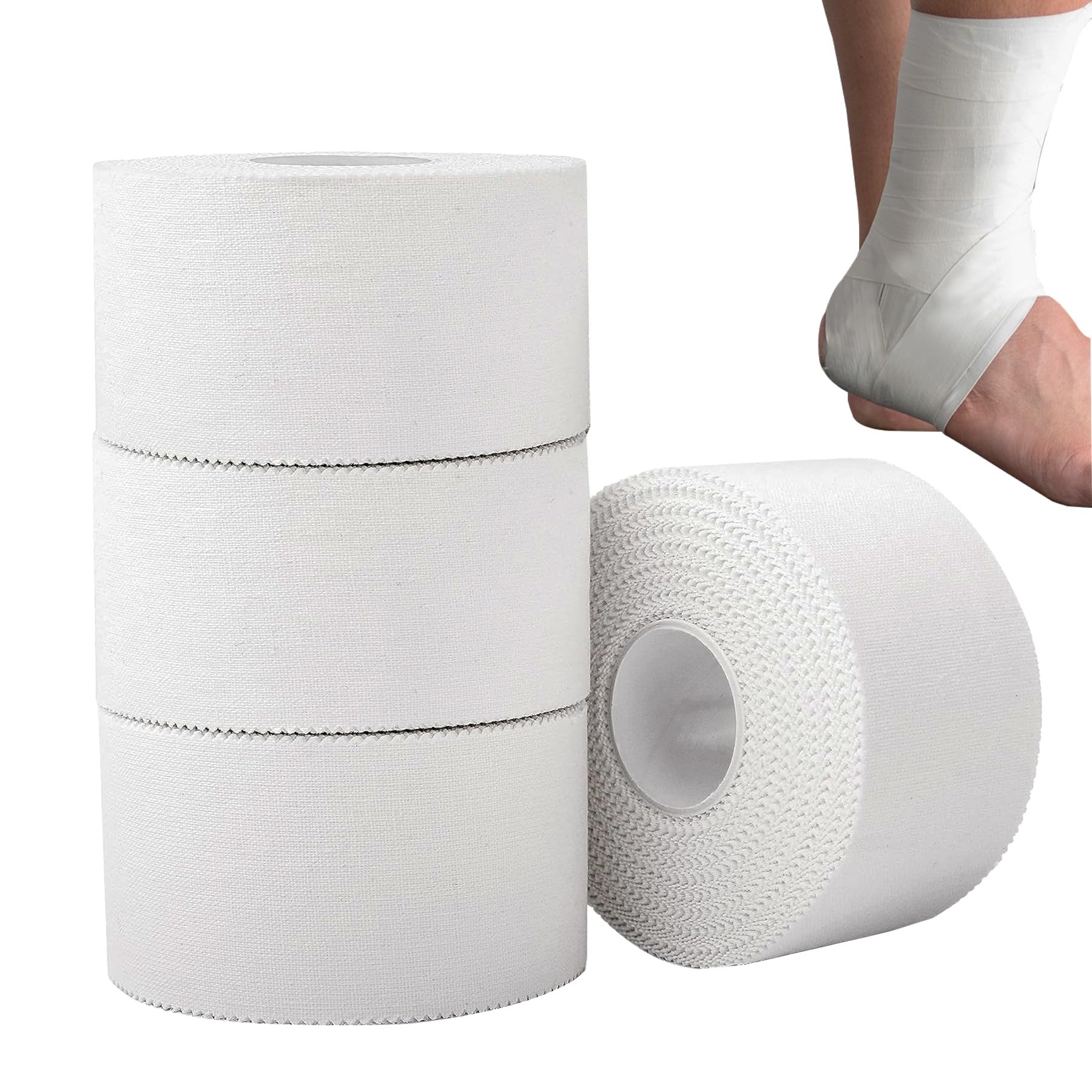 White Athletic Tape 4 Rolls Sports Tape Easy Tearing Skin-Friendly -1.5 x 10 Yar