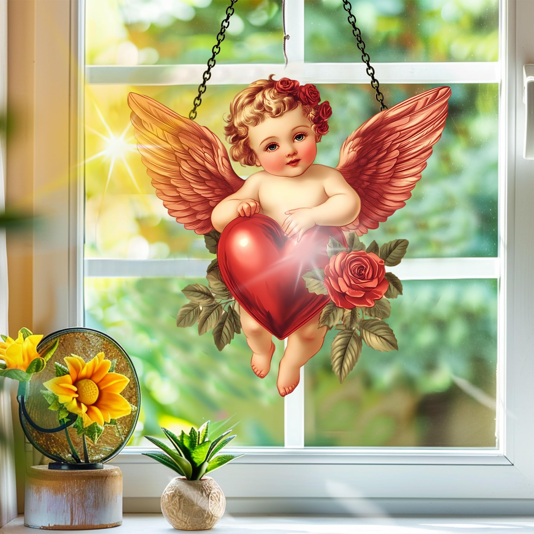 Colorful Acrylic Suncatcher Angel Hanging Rainbow Wall Decor Balcony Indoor Outd