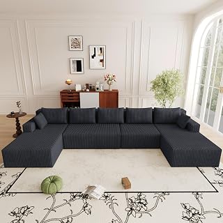 160" U Shaped Cloud Couch, Oversized Modular Sectional Sofa for Living Room