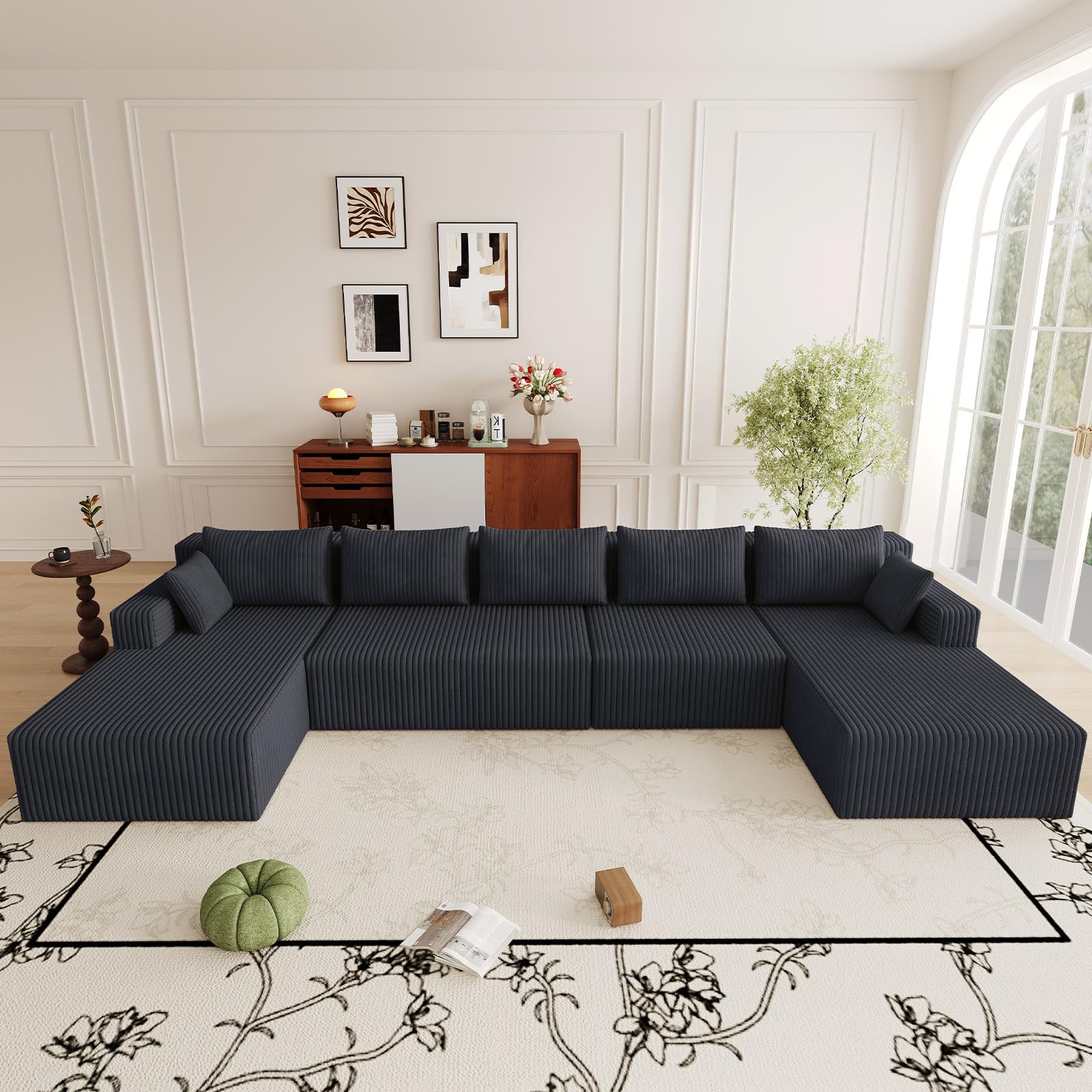 160" U Shaped Cloud Couch, Oversized Modular Sectional Sofa for Living Room