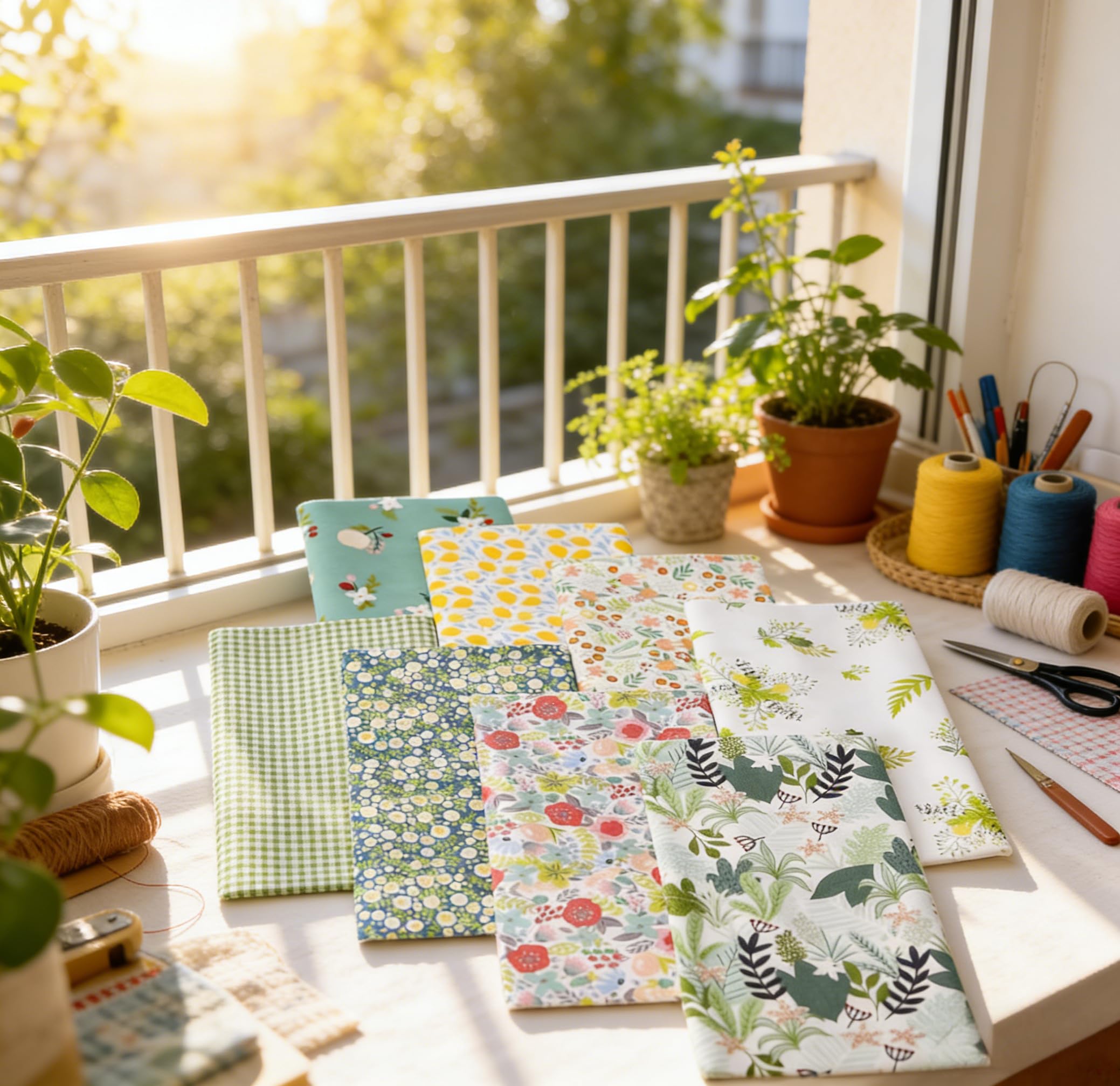 8 Pieces Cotton Fabric Botanical Floral Printed Fabric for Sewing Patchwork Scra