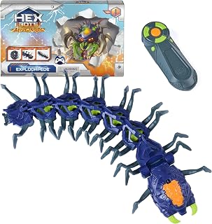 HEX Bots Explodapede Robotic Centipede Remote Control Toy | Burst Open with a Click, Glowing LED Eyes, Autonomous or RC Movement, Easy to Use Remote, Prank Toy Gifts for Kids Ages 4+