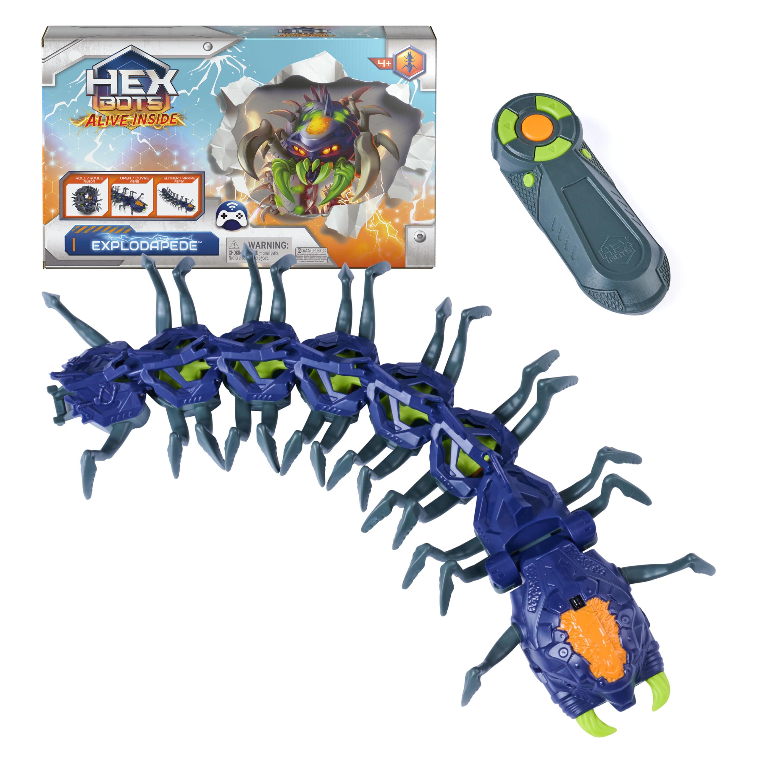 HEX Bots Explodapede Robotic Centipede Remote Control Toy | Burst Open with a Cl