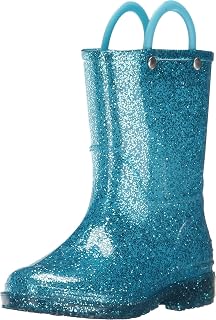 Western Chief Girl's Glitter Waterproof Rain Boot with Easy Pull on Handles, Perfect Lightweight Rain Boots for Kids