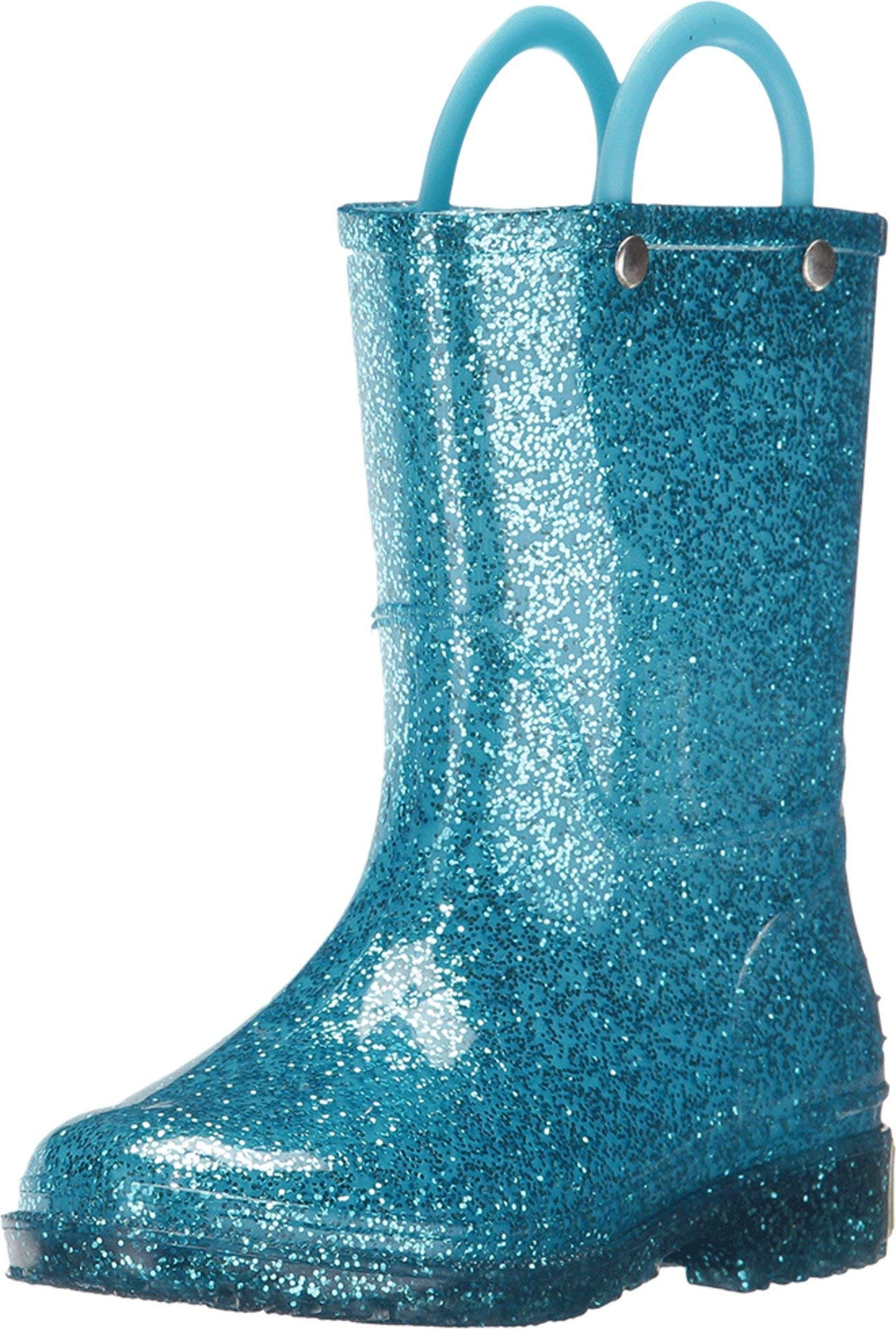 Western Chief Girl's Glitter Waterproof Rain Boot with Easy Pull on Handles, Per