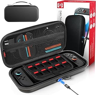 Auarte Switch Case for Switch 2 Console (2025)/OLED, [Charge Inside] Design | Portable Slim Hard Shell, Travel Carry Protective Bag for Switch 2 Accessories with 10 Game Card Slots Storage Case