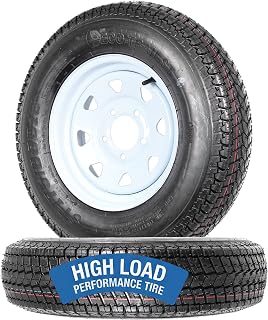eCustomrim 2-Pack Trailer Tire Rim Assembly ST175/80D13 B78-13 5 Lug LRC | 13 Inch 175/80D13 6 Ply Load Range C Tire, 5 Lug On 4.5 Inch Center White Spoke Wheel - 2 Year Warranty With Roadside