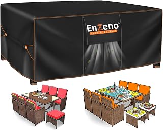 Enzeno Outdoor Garden Furniture Cover, 180 x 120 x 74 cm Tarpaulin Outdoor | Garden Table Cover With Vent, 420D Oxford Fabric, Windproof, Waterproof, Cold Resistant, Several Sizes Available