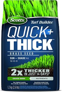 Scotts Turf Builder Quick & Thick Grass Seed, 1.2kg (173 sq Meters / 1,863 sq feet Coverage) | Grow a Thick, Green Lawn Fast. for Areas that Experience Sun & Shade