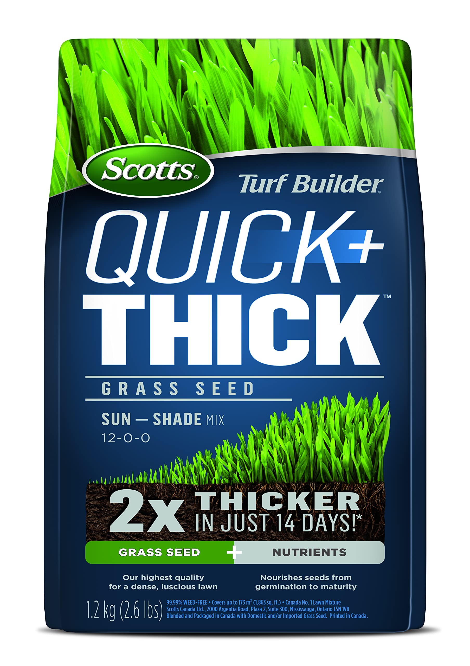 Scotts Turf Builder Quick & Thick Grass Seed, 1.2kg (173 sq Meters / 1,863 sq fe