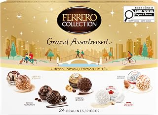 FERRERO COLLECTION GRAND ASSORTMENT Assorted Chocolate Confections - 247 g | 24 Fine Chocolates and Confections Gift Box - 5 Flavour Varieties - Individually Wrapped - Holiday Gifting and Sharing