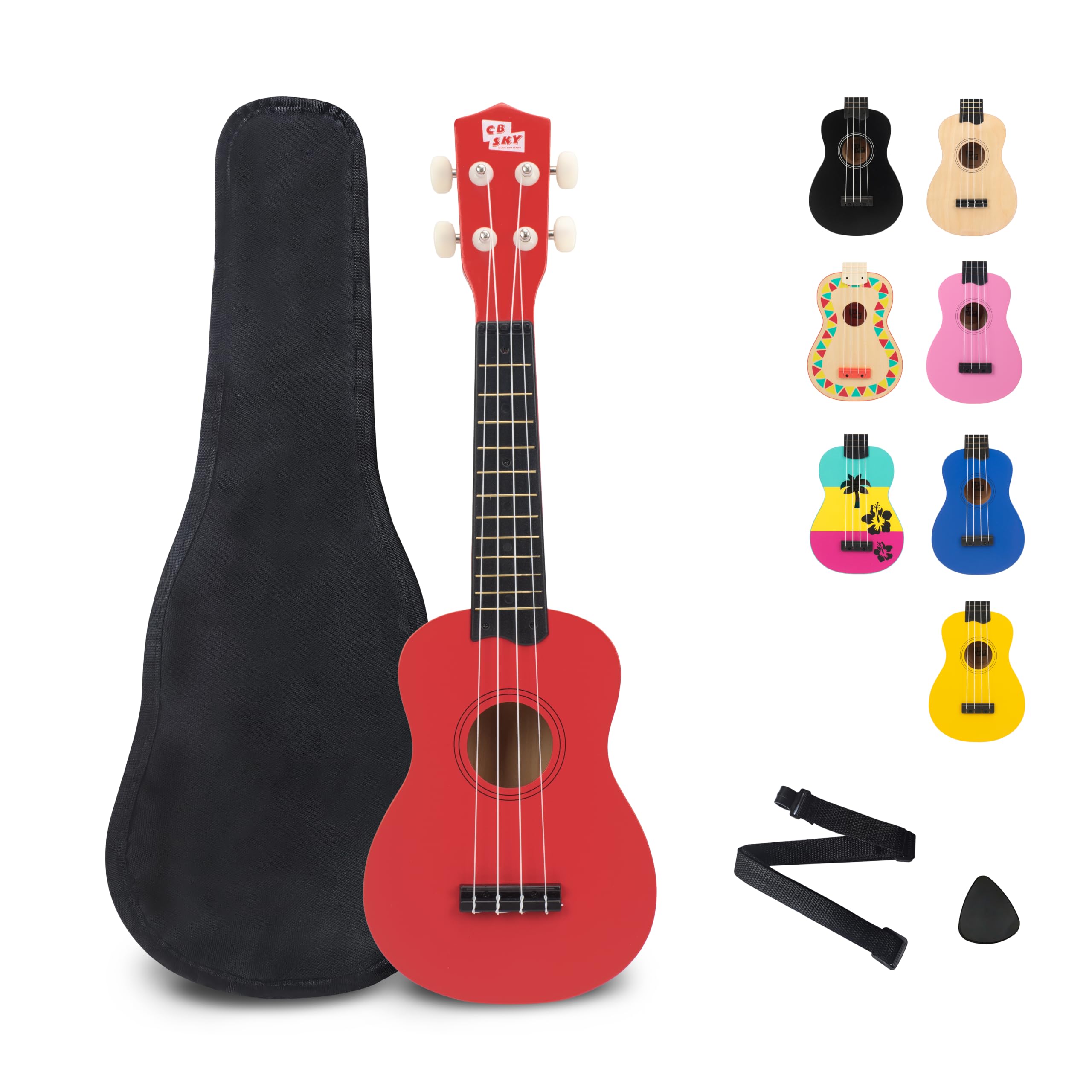 CB SKY 21" (53cm) Soprano Ukulele for Kids/Beginners - Red