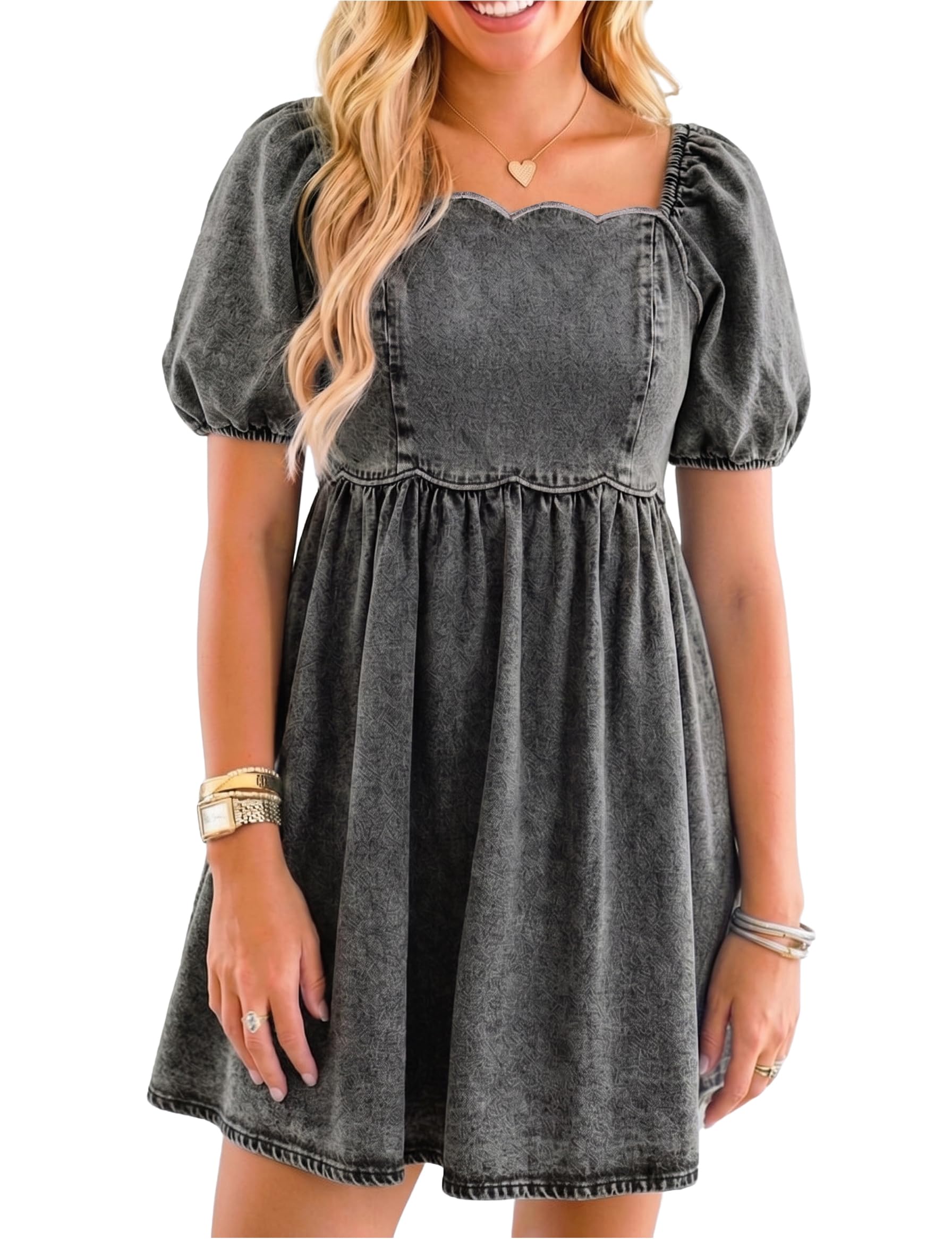 Denim Dress for Women Western Jean Babydoll Country Concert Outfits