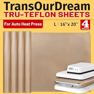 TransOurDream PTFE Teflon Sheets, 16 x 20", 4 Pack | Suitable For Auto Heat Press,For Heat Transfer Paper, For Sublimation Paper, For HTV, Reusable, Heat Resistant Non-stick