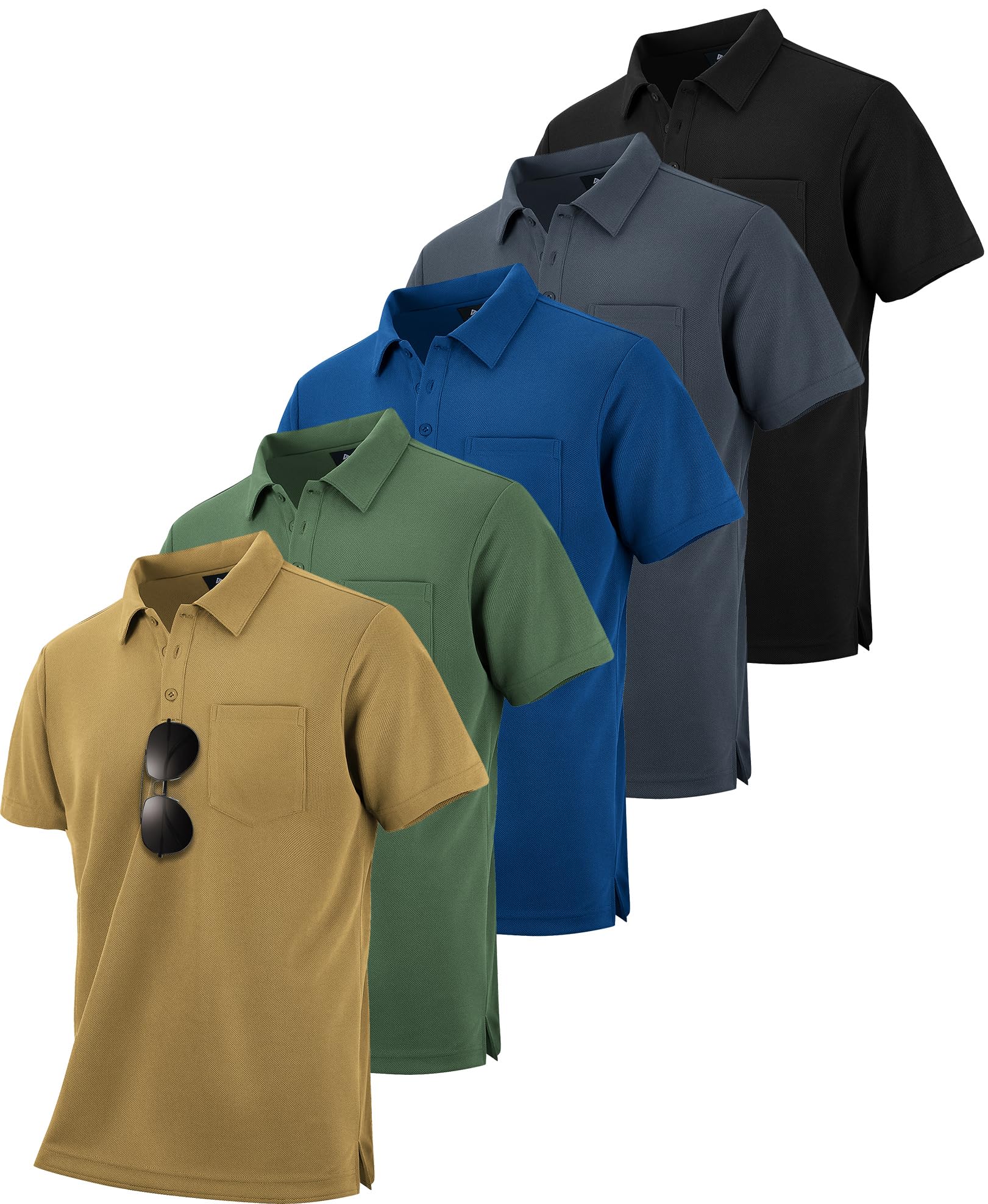 ZITY 5 Pack Polo Shirts for Men with Pocket Dry Quickly Short Sleeve Athletic Ou