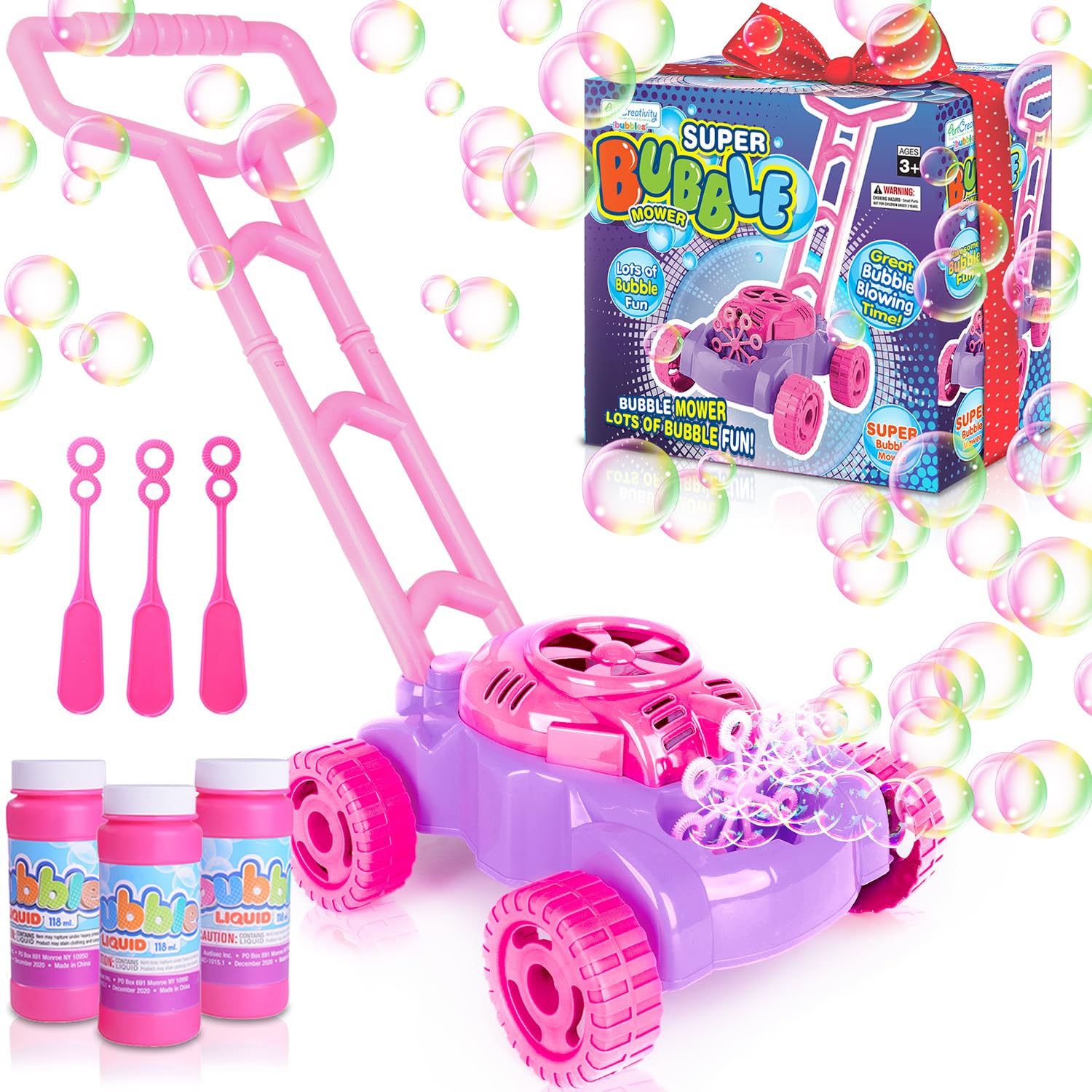 ArtCreativity Bubble Lawn Mower for Toddlers 1-3, Bubble Machine for 1-Year-Old 