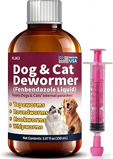 FLIKO Fenbendazole for Wormers, Dewormer for Dogs & Cats, Tapeworms Roundworms & Hookworms & Whipworms, Safe for Kittens & Puppies, 150 mL
