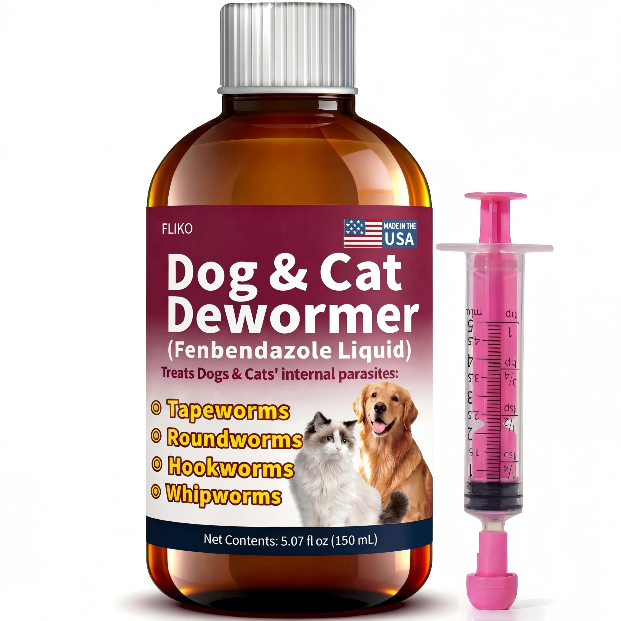 FLIKO Fenbendazole for Wormers, Dewormer for Dogs & Cats, Tapeworms Roundworms &