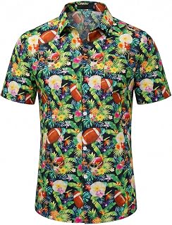 Hawaiian Shirt for Men Tropical Beach Shirts Vacation Short Sleeve Button Down Shirt with Pockets
