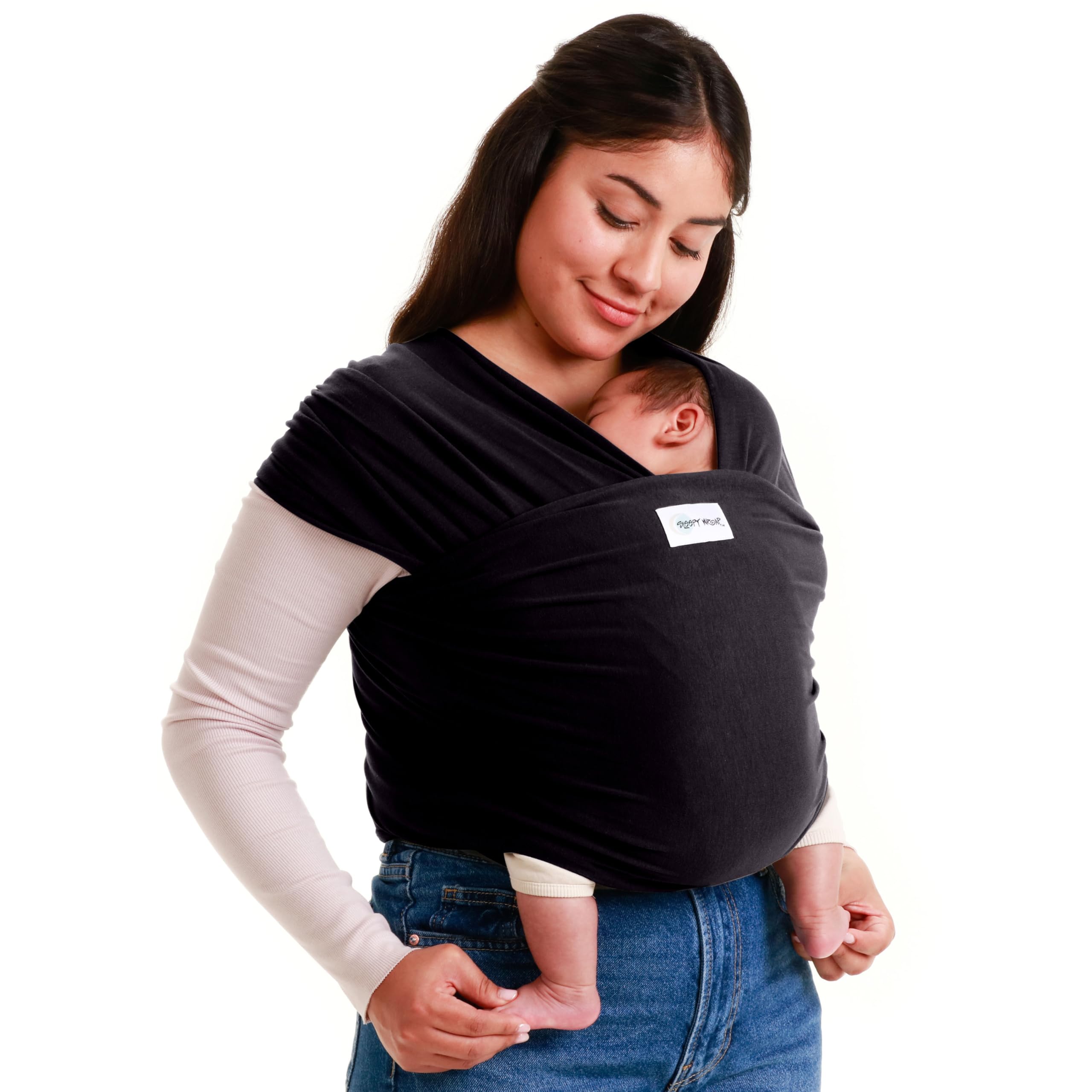 Sleepy Wrap Baby Carrier 3-16 kg, Stretchy Wrap Infant Sling, Black | Soft Stret